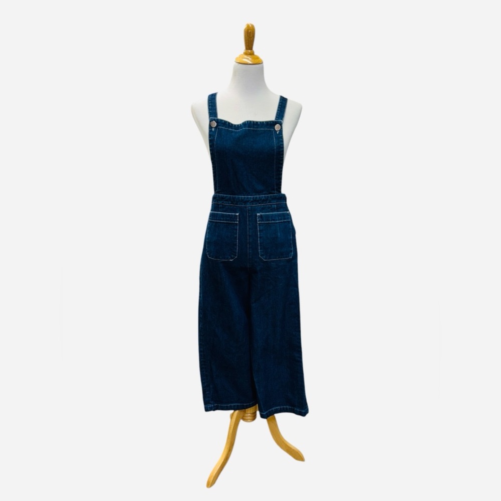ASOS wide leg cross cross bib dark denim 6